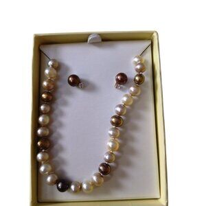 The Essential Pearl Beaded Necklace Earring Set Gift New In Box Classic